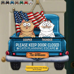 Cats/Dogs Planning Escape Truck - Personalized Shaped Wood Sign