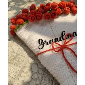 Hand-Knitted Rose Blanket - Gift for Mother's Day, Valentine's Day