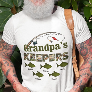 New Release-Grandpa's Keepers Camouflage Pattern Fishing Personalized Shirt
