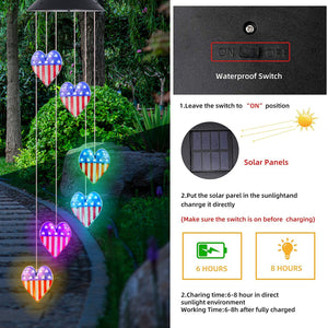 Solar United States Flag Wind Chime Light-Happy Independence Day