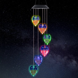 Solar United States Flag Wind Chime Light-Happy Independence Day
