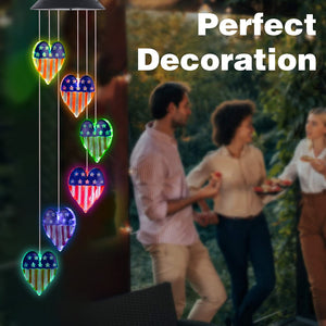 Solar United States Flag Wind Chime Light-Happy Independence Day