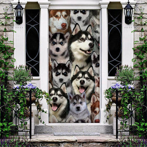 A Bunch Of Huskies Door Cover/Great Gift Idea For Dog Lovers