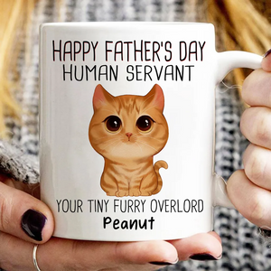 Watercolor Cute Cats Happy Father's Day Cat Human Servant Personalized Mug