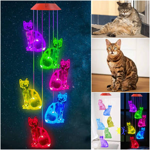 Solar Cat Wind Chime Light