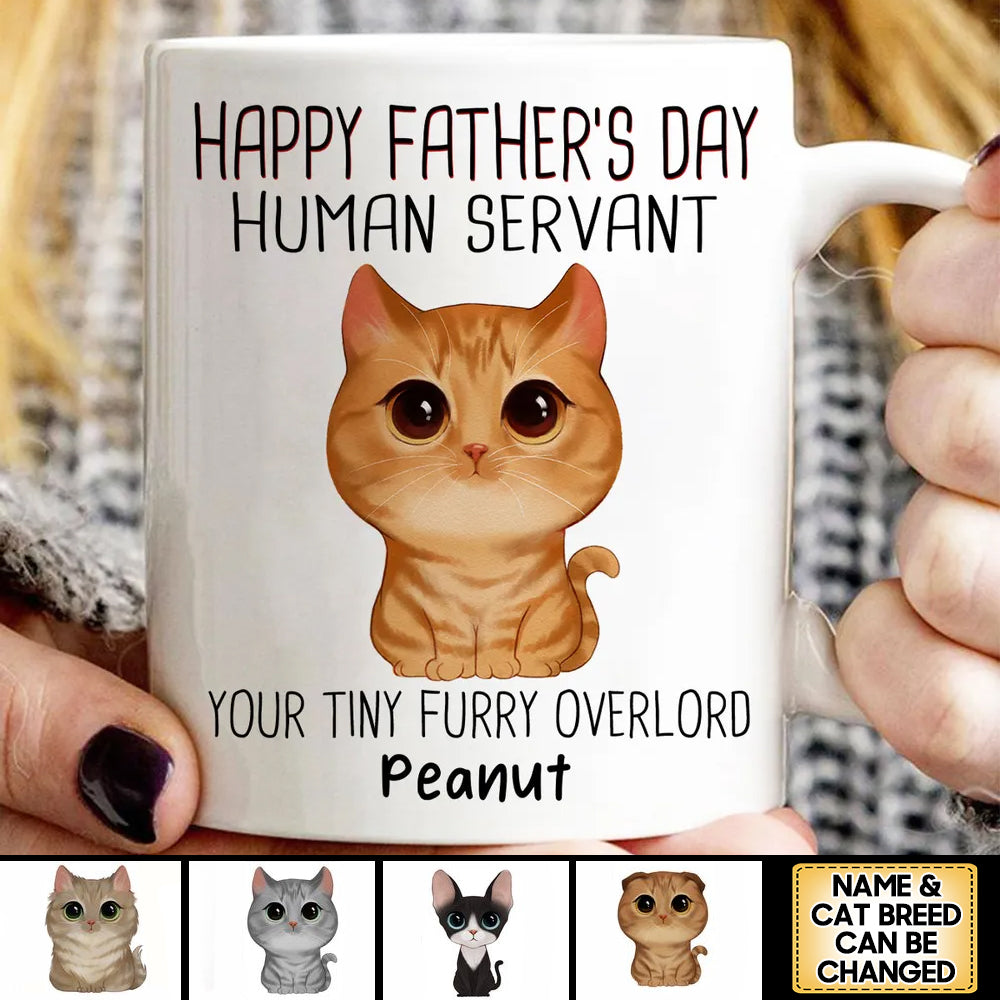 Watercolor Cute Cats Happy Father's Day Cat Human Servant Personalized Mug