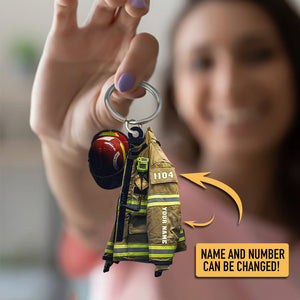 2022 New Release Personalized Firefighter Armor Shaped Flat Acrylic Keychain
