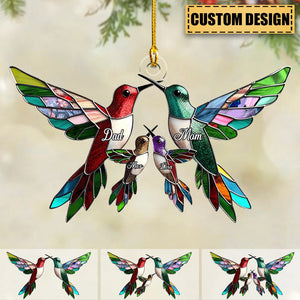 Hummingbird Family Members Together Christmas Personalized Ornament