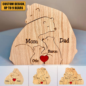 New Release-Personalized Bear Family Wooden Art