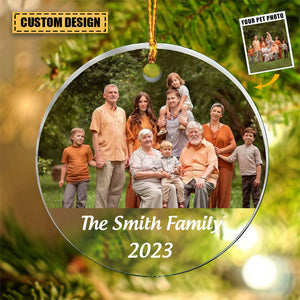 Custom Family Photo And Family Name Acrylic Christmas Ornament Gift