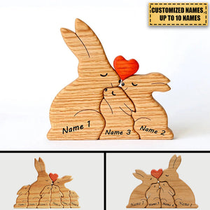 Personalized Rabbit/Hare Family Wooden Art Puzzle