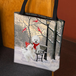 Bichon Frise Hello Christmas/Winter/New Year Tote Bag