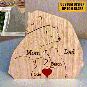 New Release-Personalized Bear Family Wooden Art