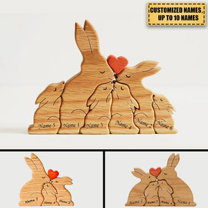 Personalized Rabbit/Hare Family Wooden Art Puzzle