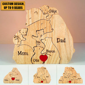 New Release-Personalized Bear Family Wooden Art