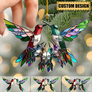 Hummingbird Family Members Together Christmas Personalized Ornament