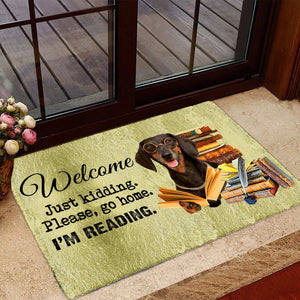 Dachshund Doormat-Welcome.Just kidding. Please, go home. I'm Reading.