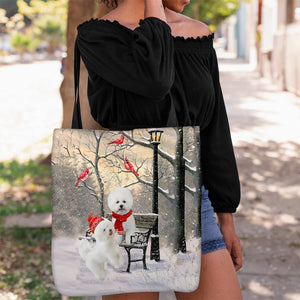 Bichon Frise Hello Christmas/Winter/New Year Tote Bag