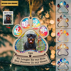 Custom Personalized Memorial Cat/Dog Paw Wooden Car / Christmas Ornament - Upload Photo - Memorial Gift For Pet Owener