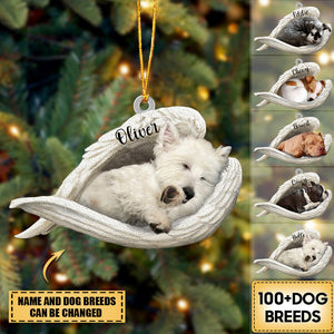 Personalized Dog Sleeping Angel Hanging Ornament- Double Sides Printed