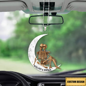 Personalized Skeleton Couple On The Moon Acrylic Ornament-Gift For Valentine's Day