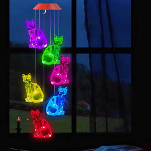Solar Cat Wind Chime Light