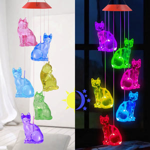 Solar Cat Wind Chime Light