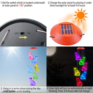 Solar Cat Wind Chime Light