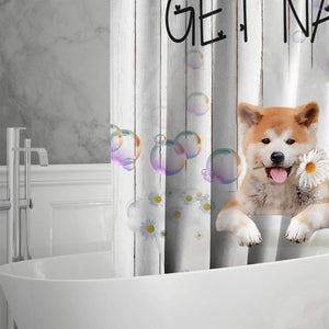 Akita Inu Get Naked Daisy Shower Curtain