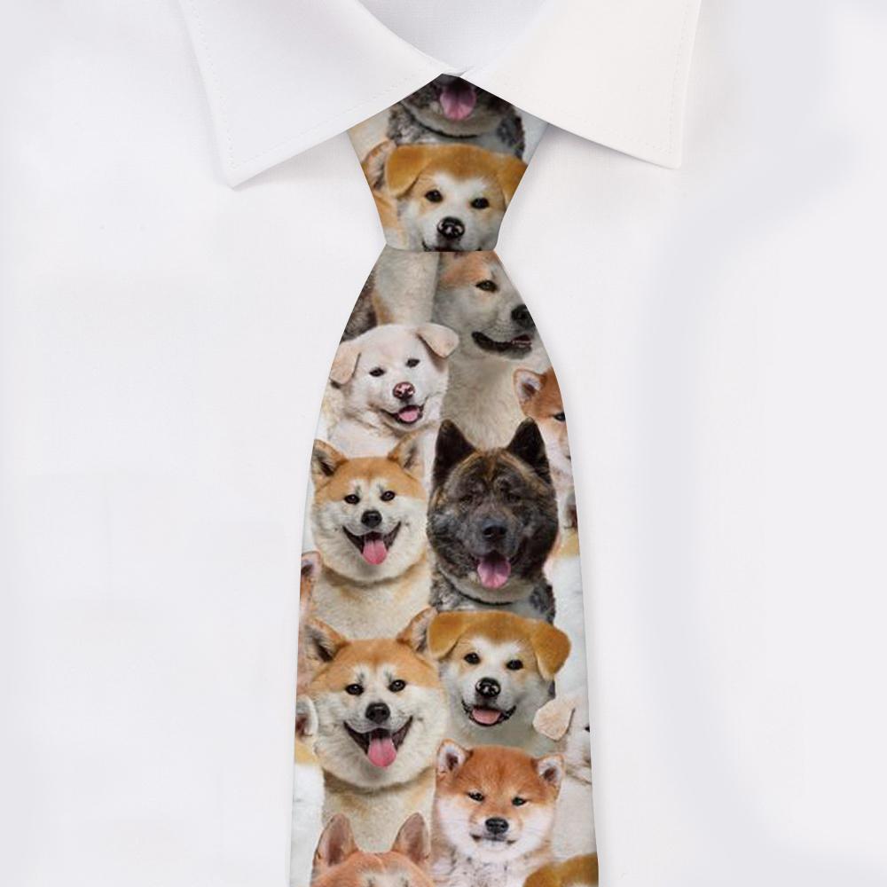 A Bunch Of Akita Inus Tie For Men/Great Gift Idea For Christmas