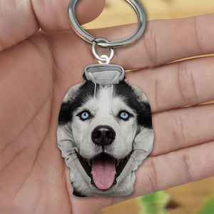 Husky 3D Graphic Hoodie Acrylic Keychain