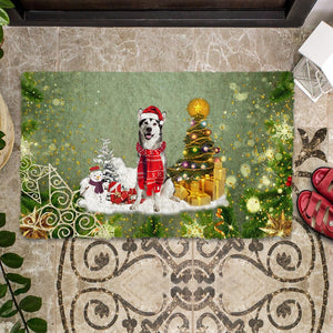 Alaskan Malamute Merry Christmas Doormat