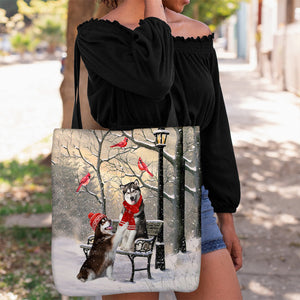 Alaskan Malamute Hello Christmas/Winter/New Year Tote Bag