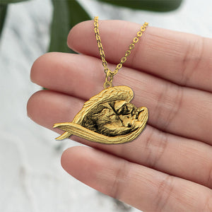 Alaskan Malamute Sleeping Angel Necklace
