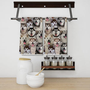 A Bunch Of Alaskan Malamutes Kitchen Towel