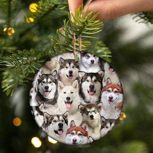 A Bunch Of Alaskan Malamutes Porcelain/Ceramic Ornament