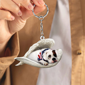 America Bulldog Sleeping Angel Acrylic Keychain
