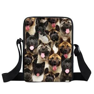 A Bunch Of American Akitas Oxford Cloth Zipped Messenger Bag