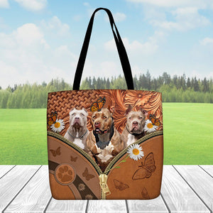 American Bully Daisy Flower And Butterfly Tote Bag