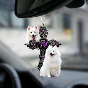 American Eskimo Pray For God Car Hanging Ornament