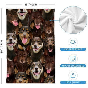 A Bunch Of Australian Kelpies Kitchen Towel
