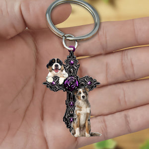 Australian Shepherd Pray For God Acrylic Keychain