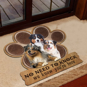 Australian Shepherd No Need To Knock We Know You're Here Custom Doormat