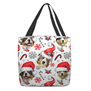 Australian Shepherd Merry Christmas Tote Bag