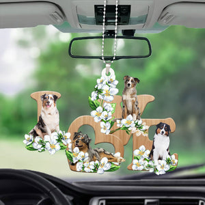 Australian Shepherd Love Flowers Dog Lover Car Hanging Ornament