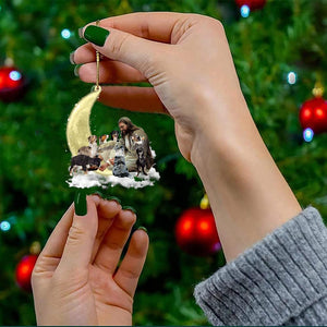 Jesus Surrounded By Australian shepherds On The Moon Ornament