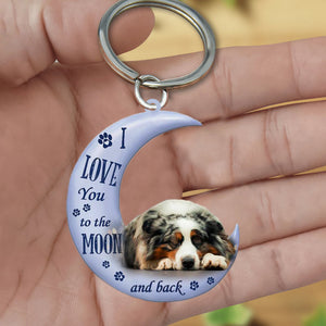 Australian shepherd I Love You To The Moon And Back Flat Acrylic Keychain