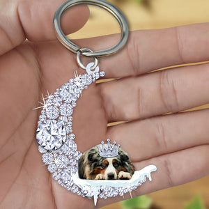 Australian shepherd Sleeping On A Diamond Moon Acrylic Keychain