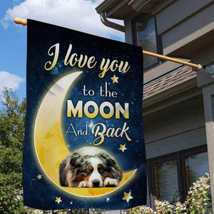 Australian Shepherd I Love You To The Moon And Back Garden Flag