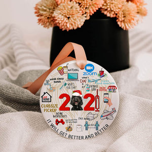 Black Cockapoo Covid Commemorative Ornament 2021 Christmas Tree Ornaments